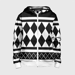 Толстовка на молнии детская Узор Кена Рюгуджи, цвет: 3D-белый