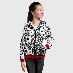 Толстовка на молнии детская Шестеренки в черно-белом стиле, цвет: 3D-красный — фото 2