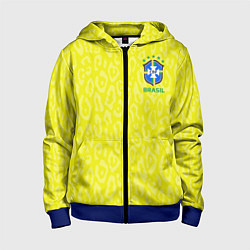 Толстовка на молнии детская Форма сборной Бразилии ЧМ 2022, цвет: 3D-синий