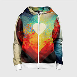 Толстовка на молнии детская Your heart, цвет: 3D-белый