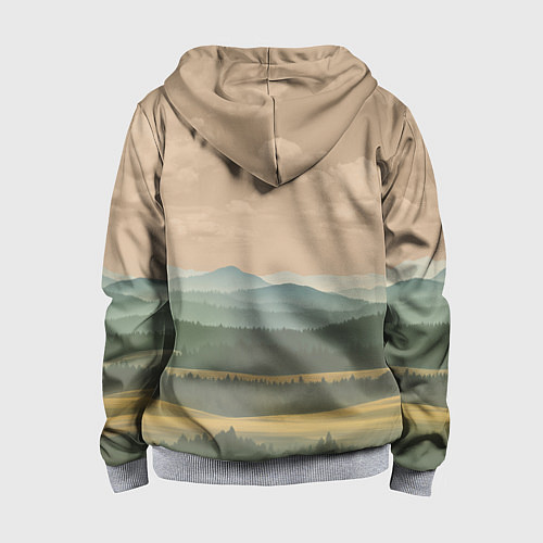 Детская толстовка на молнии Портрет волка в технике двойной экспозиции / 3D-Меланж – фото 2