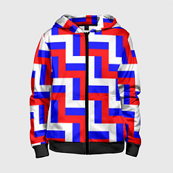 Толстовка на молнии детская Плетение триколор, цвет: 3D-черный