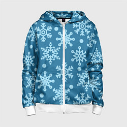 Толстовка на молнии детская Blue snow, цвет: 3D-белый
