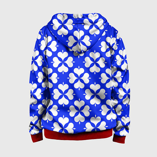 Детская толстовка на молнии Четырехлистный клевер синий / 3D-Красный – фото 2