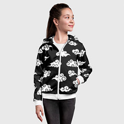 Толстовка на молнии детская Белые японские облака, цвет: 3D-белый — фото 2