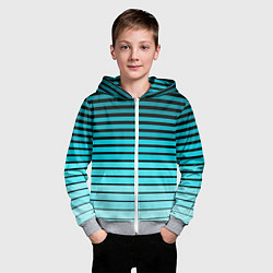 Толстовка на молнии детская Голубые полосы на черном, цвет: 3D-меланж — фото 2