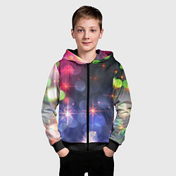 Толстовка на молнии детская Поп арт неоновые звезды космического неба, цвет: 3D-черный — фото 2