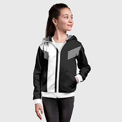 Толстовка на молнии детская Чёрные и белые полоски, цвет: 3D-белый — фото 2