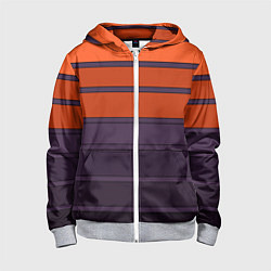 Толстовка на молнии детская Полосатый фиолетово-оранжевый узор, цвет: 3D-меланж