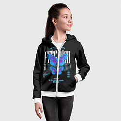 Толстовка на молнии детская Be free like a butterfly, цвет: 3D-белый — фото 2