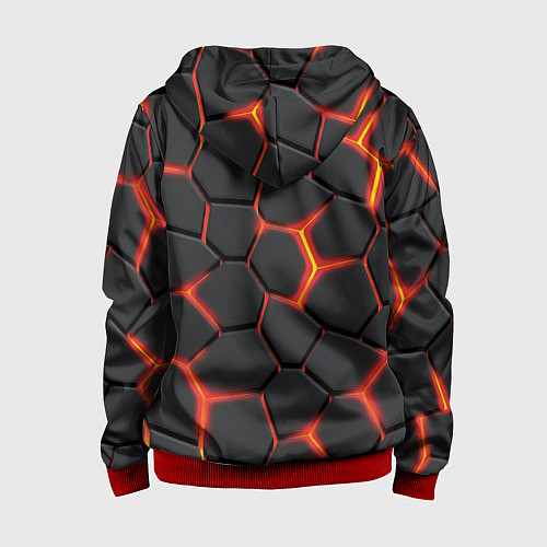 Детская толстовка на молнии Неоновый разлом - жёлтый / 3D-Красный – фото 2