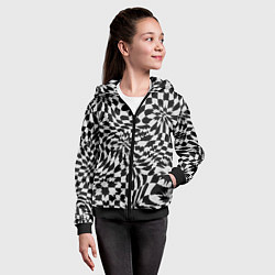 Толстовка на молнии детская Пластика шахматной доски, цвет: 3D-черный — фото 2