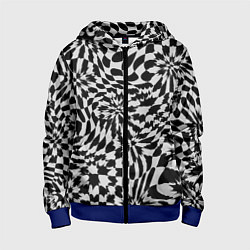 Толстовка на молнии детская Пластика шахматной доски, цвет: 3D-синий