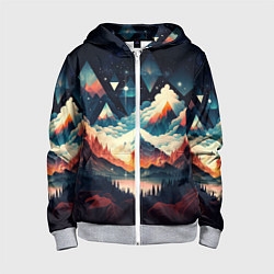 Толстовка на молнии детская Футуризм горы, цвет: 3D-меланж