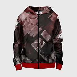 Толстовка на молнии детская Красные и чёрные полосы, цвет: 3D-красный