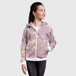 Толстовка на молнии детская Паттерн с цветами на пыльном розовом фоне, цвет: 3D-белый — фото 2