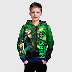 Толстовка на молнии детская Аль-Хайтам - genshin impact, цвет: 3D-синий — фото 2