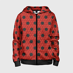 Толстовка на молнии детская Камуфляж божья коровка, цвет: 3D-черный