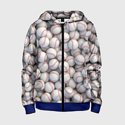 Толстовка на молнии детская Бейсбольные мячи, цвет: 3D-синий