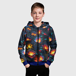 Толстовка на молнии детская Светящиеся цветы, цвет: 3D-синий — фото 2