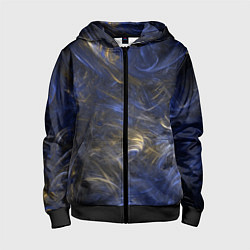 Толстовка на молнии детская Синяя абстракция, цвет: 3D-черный