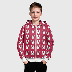 Толстовка на молнии детская Bunny Pattern red, цвет: 3D-белый — фото 2