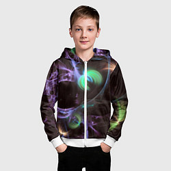 Толстовка на молнии детская Магические фиолетовые волны и цветные космические, цвет: 3D-белый — фото 2