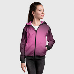 Толстовка на молнии детская Розовый фон с черной виньеткой, цвет: 3D-черный — фото 2