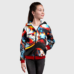 Толстовка на молнии детская Фрактальный узор, цвет: 3D-красный — фото 2