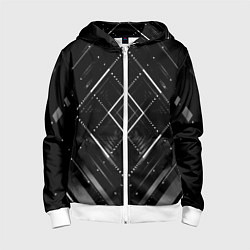 Толстовка на молнии детская Hexagon Black, цвет: 3D-белый