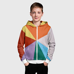 Толстовка на молнии детская Разноцветные пересекающиеся треугольники, цвет: 3D-белый — фото 2