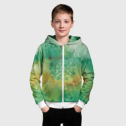 Толстовка на молнии детская Мандала природы, зелёная, исцеление, цвет: 3D-белый — фото 2