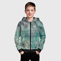 Толстовка на молнии детская Мандала спокойствия, космос, синяя, цвет: 3D-черный — фото 2