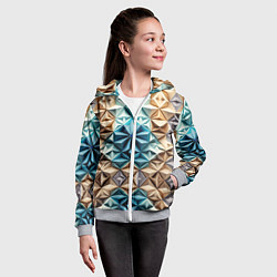 Толстовка на молнии детская Бумажный футуризм, цвет: 3D-меланж — фото 2