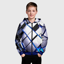 Толстовка на молнии детская Неоновые плиты киберпанк, цвет: 3D-синий — фото 2