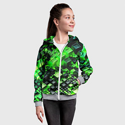 Толстовка на молнии детская Броня крипера из майнкрафт, цвет: 3D-меланж — фото 2