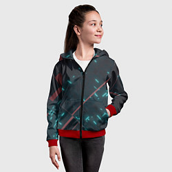 Толстовка на молнии детская Неоновые линии в полной темноте, цвет: 3D-красный — фото 2