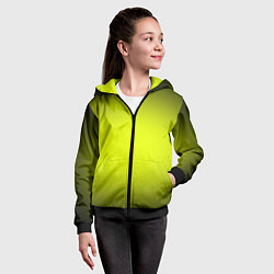 Толстовка на молнии детская Кислотный желтый с градиентом, цвет: 3D-черный — фото 2