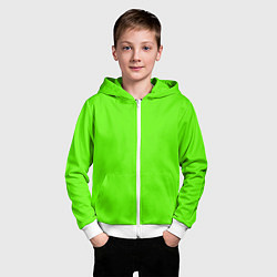 Толстовка на молнии детская Кислотный зеленый, цвет: 3D-белый — фото 2