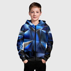 Толстовка на молнии детская Polygon blue abstract, цвет: 3D-черный — фото 2