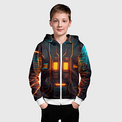 Толстовка на молнии детская Паттерн в стиле киберпанк, цвет: 3D-белый — фото 2