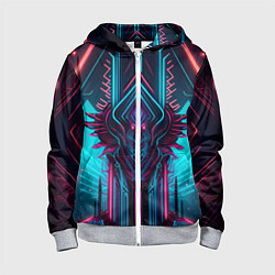 Толстовка на молнии детская Кибернетический узор дракона, цвет: 3D-меланж