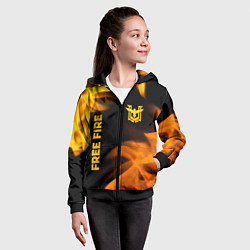 Толстовка на молнии детская Free Fire - gold gradient: надпись, символ, цвет: 3D-черный — фото 2