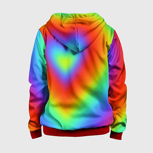 Детская толстовка на молнии Сердце - радужный градиент / 3D-Красный – фото 2