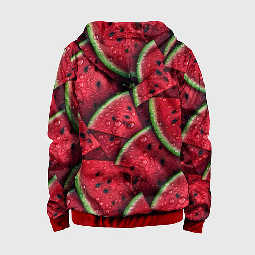 Детская толстовка на молнии Сочная текстура из долек арбуза / 3D-Красный – фото 2