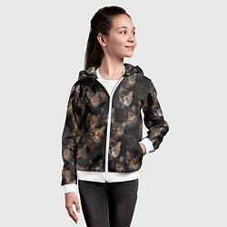 Толстовка на молнии детская Паттерн из котов, цвет: 3D-белый — фото 2