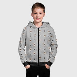 Толстовка на молнии детская Зайка и луна - паттерн серый, цвет: 3D-черный — фото 2