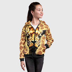 Толстовка на молнии детская Жирафа, цвет: 3D-черный — фото 2