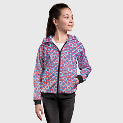 Толстовка на молнии детская Голубой векторный узор, цвет: 3D-черный — фото 2