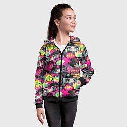 Толстовка на молнии детская Глаза аниме-девушки: cool pattern, цвет: 3D-черный — фото 2